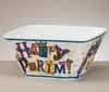 "Happy Purim" Melamine Bowl, 6" Square