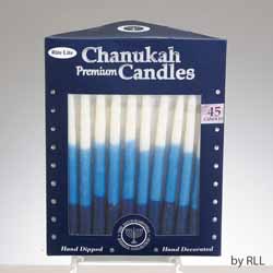 Premium Chanukah Candles B&W Tri Colour