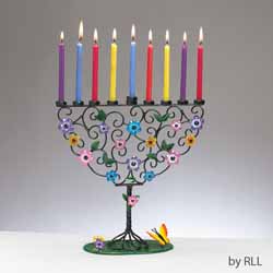 Flowering Tree of Life Metal Menorah