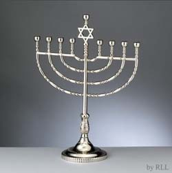 Lg. Traditional Menorah, Silvertone Finish