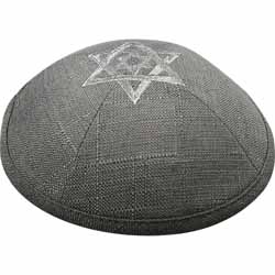 Linen Kippah With Embroidery