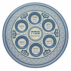 Glass Passover Plate 35 Cm - Blue