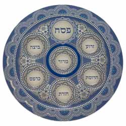 Glass Passover Plate 40 Cm - Blue