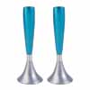 Anodized Metal Candlesticks Blue Silver